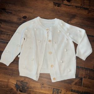 Cream Pom Pom Sweater Button Up